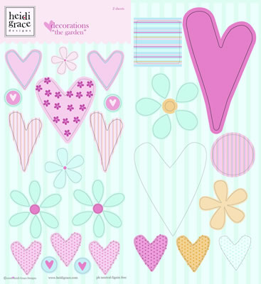 Heidi Grace - The Garden - Chipboard Shapes with Glitter  (sold in 3's)